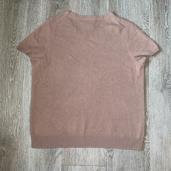 C by Bloomingdale’s Cashmere short sleeve shirt size large crew neck top - Picture 5 of 6